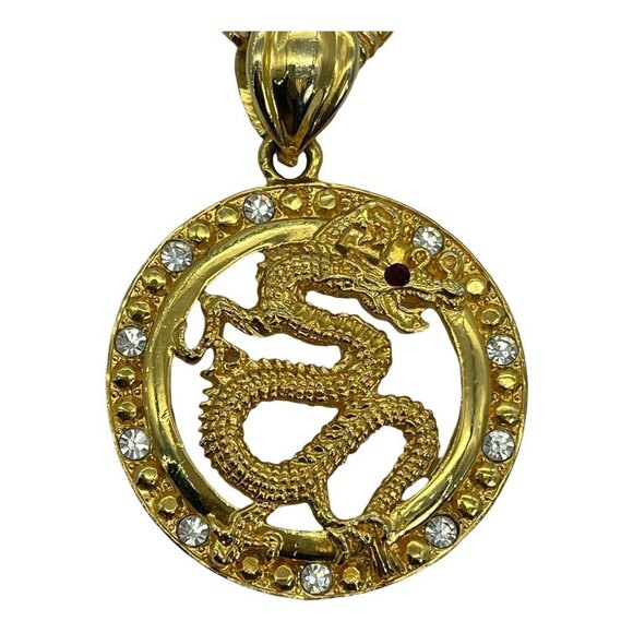 Dragon Pendant Gold Metal Necklace Made with solid metal weighs 118 grams - Picture 2 of 12